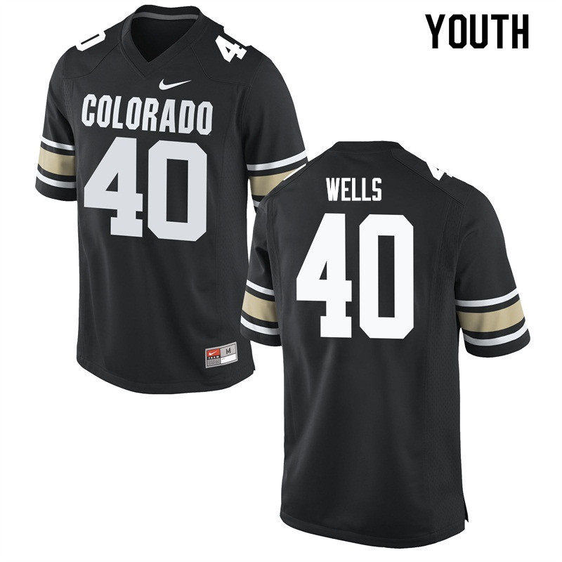 Youth #40 Carson Wells Colorado Buffaloes College Football Jerseys Sale-Home Black - Click Image to Close